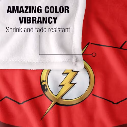 Warner Bros. The Flash Costume Super Soft Silky Touch Fleece Throw Blanket, Multicolour, W: 91.44 cm x L: 91.44 cm – 3
