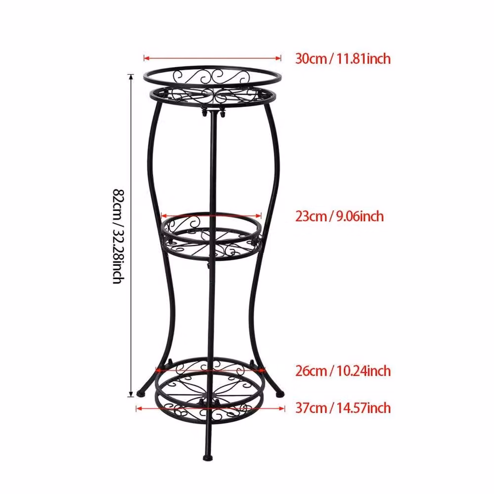 KORVIXA 3-Tier Metal Plant Stand in Matt Black – 2