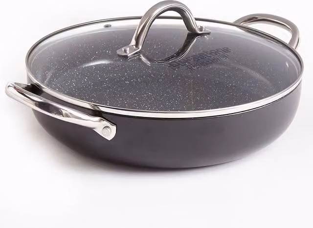 Durastone Professional Ceramic Family Casserole Pan, Black, Diameter: 28 cm