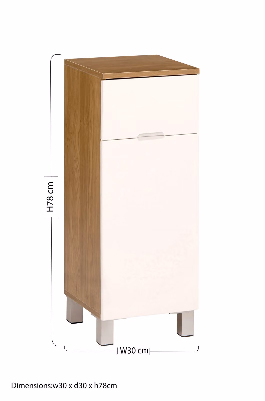 Orsina Vida Oak Effect Standing Cabinet with 1 Drawer and 1 Door in White – 2