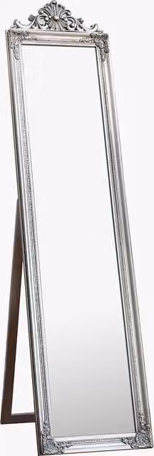Perch & Parrow Crest Cheval Freestanding Rectangular Mirror in Silver