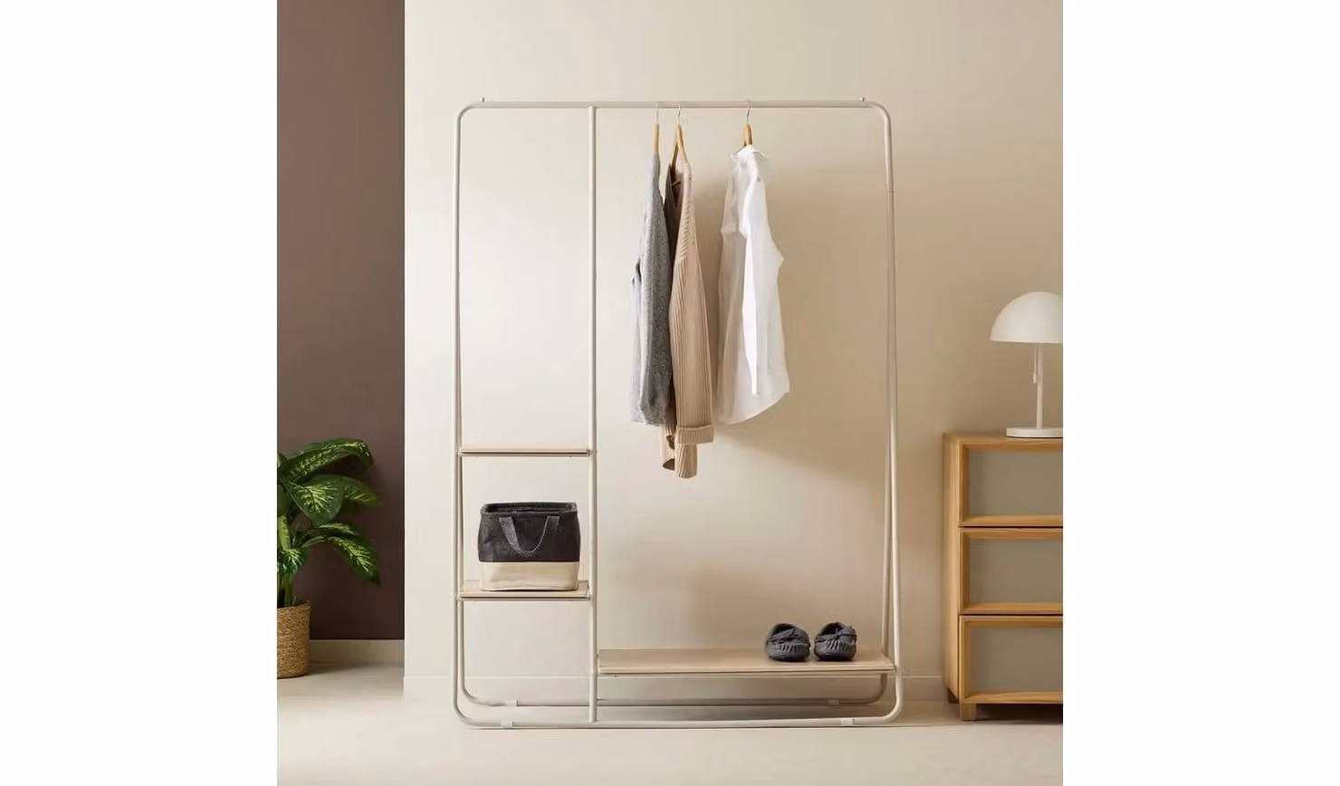 Cici Grey Metal Freestanding Clothes Rail with Shelves for your Bedroom