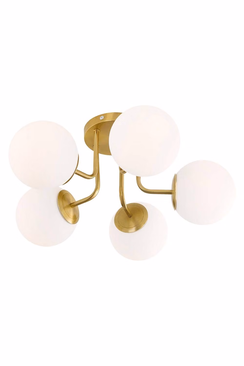 Living and Home 5-Light Semi-Flush Mount Ceiling Light with Transparent Glass Shades in Gold/Brass – 3
