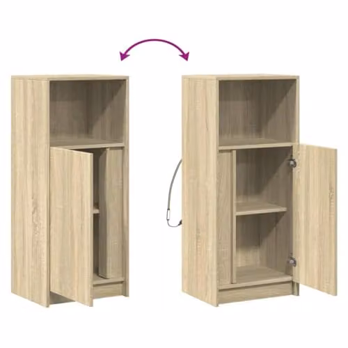 vidaXL Modern Sideboard with Integrated LED Lighting in Brown Sonoma Oak, W/D/H: 42.5 x 34.0 x 100.0 cm – 3