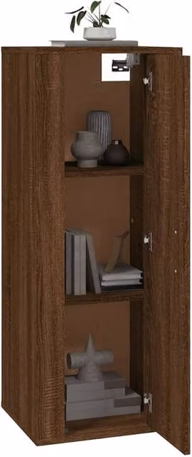 Berkfield Home Wall Mounted TV Cabinet in Brown Oak, W/D/H: 100 x 34.5 x 40 cm – 1