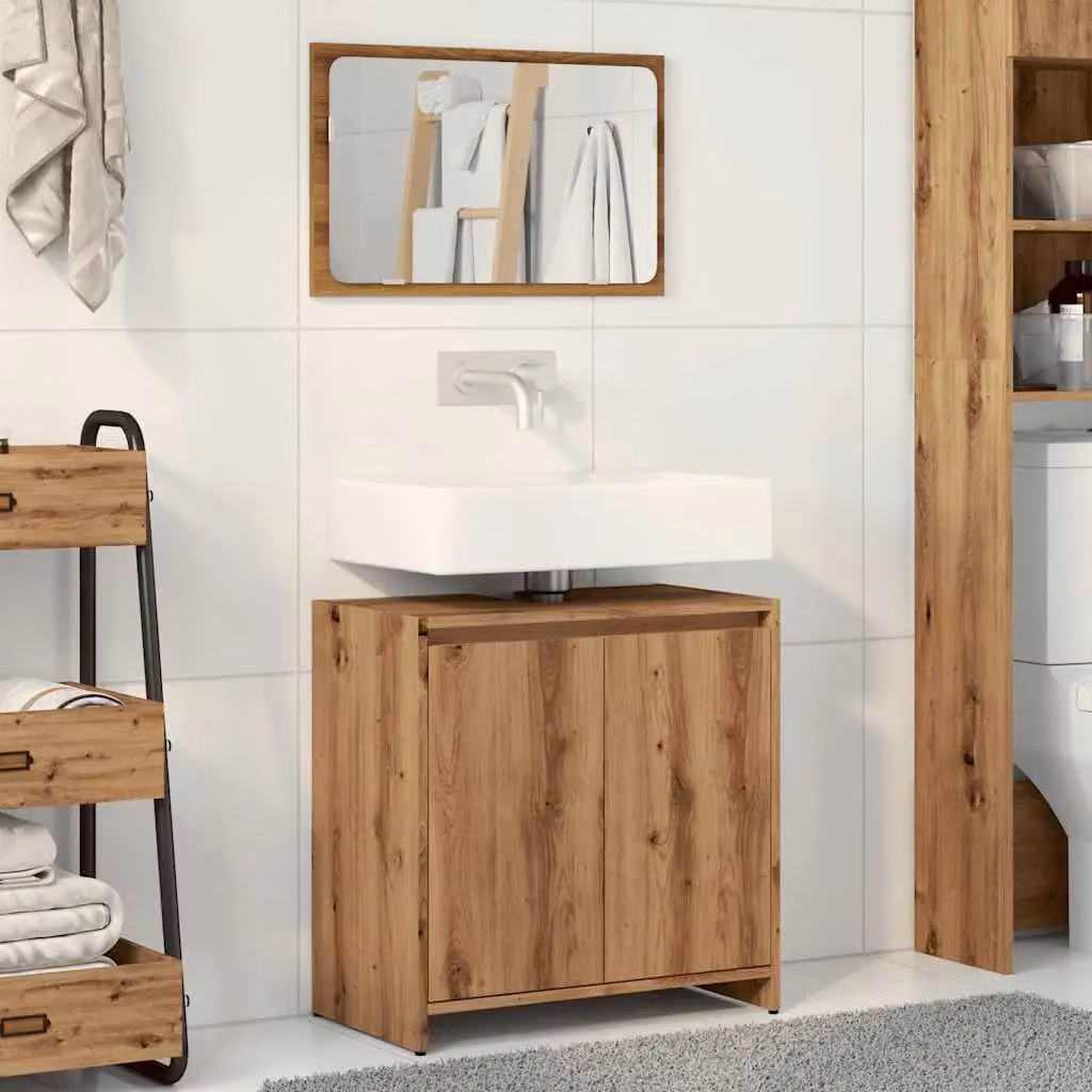 Berkfield Home 2 Piece Modern Bathroom Furniture Set in Artisan Oak Brown – 3