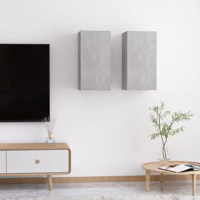 Berkfield Home 2-Piece TV Cabinets in Concrete Grey, Engineered Wood, W/D/H: 30.5 x 30 x 60 cm – 1