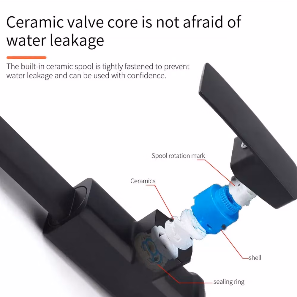 VOGREX Matt Black Single Lever Kitchen Sink Mixer Tap with Swivel Spout – 5