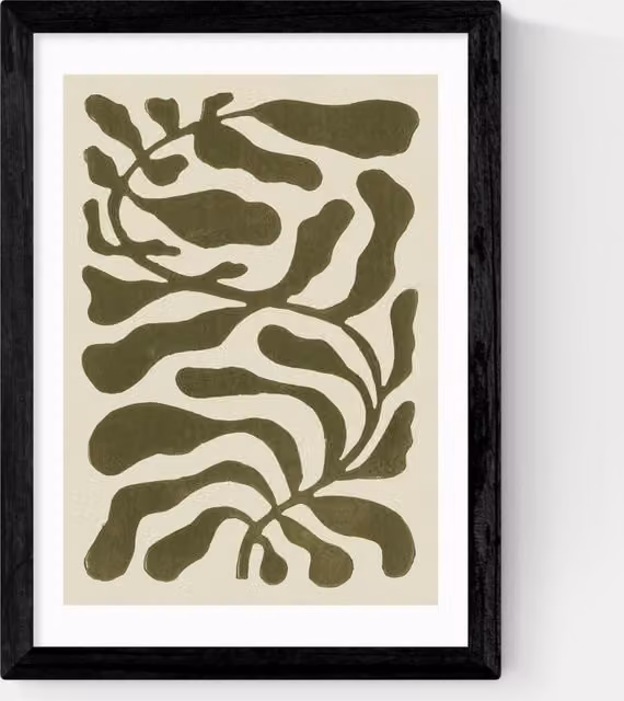 East End Prints One Hundred Leaved Plant Botanical Green Framed Wall Art in Black