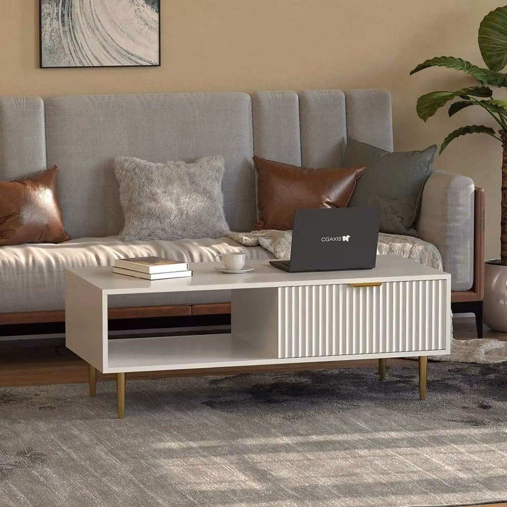 FORGEVIO Modern White Lacquered Wooden Coffee Table – 2