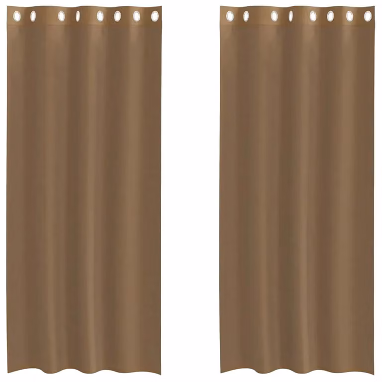 Berkfield Home Brown Voile Eyelet Curtains, 2 Pack