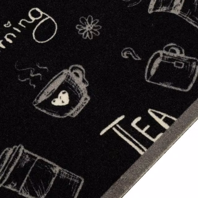Berkfield Home Morning Black Washable Abstract Kitchen Rug, W/D: 45 x 150 cm