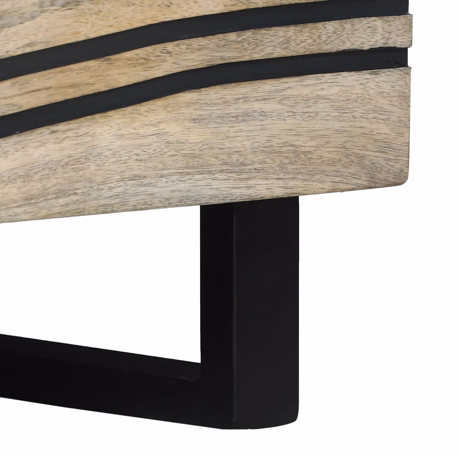 Berkfield Home Mango Wood Coffee Table with Drawer in White and Black, W: 80 cm, D: 50 cm, H: 40 cm – 5