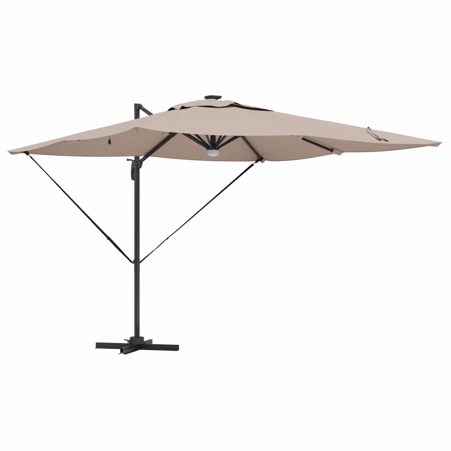 Berkfield Home Roma Cantilever Parasol with LEDs in Taupe/Beige, Aluminium, W/D/H: 286 x 285 x 270 cm – 2