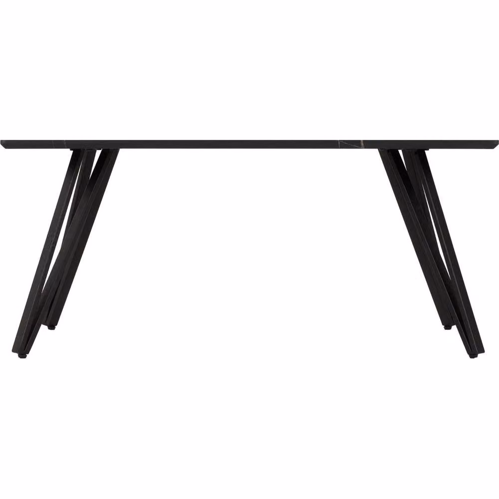FORGEVIO Modern Marble Effect Coffee Table with Black Metal Legs – 2