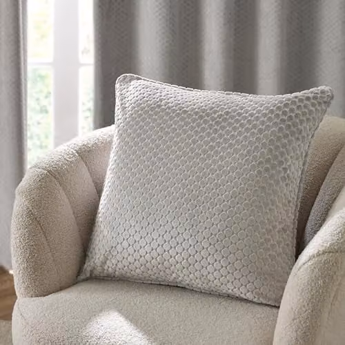 Paoletti Neptune Silver Velvet Geometric Square Cushion, W/D/H: 50 x 50 x 50 cm – 2