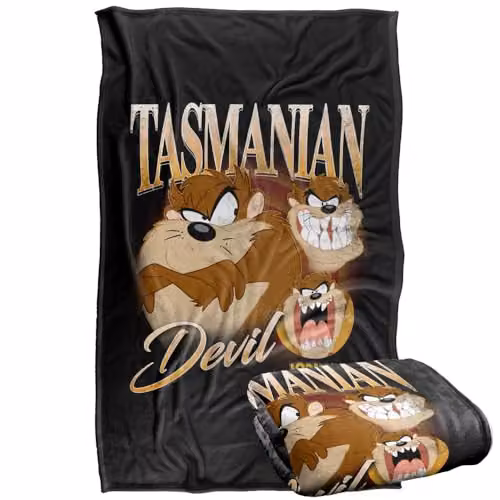 LOGOVISION Looney Tunes Taz Silky Touch Super Soft Fleece Throw Blanket, Multicolour, W: 91.44 cm, L: 147.32 cm – 1