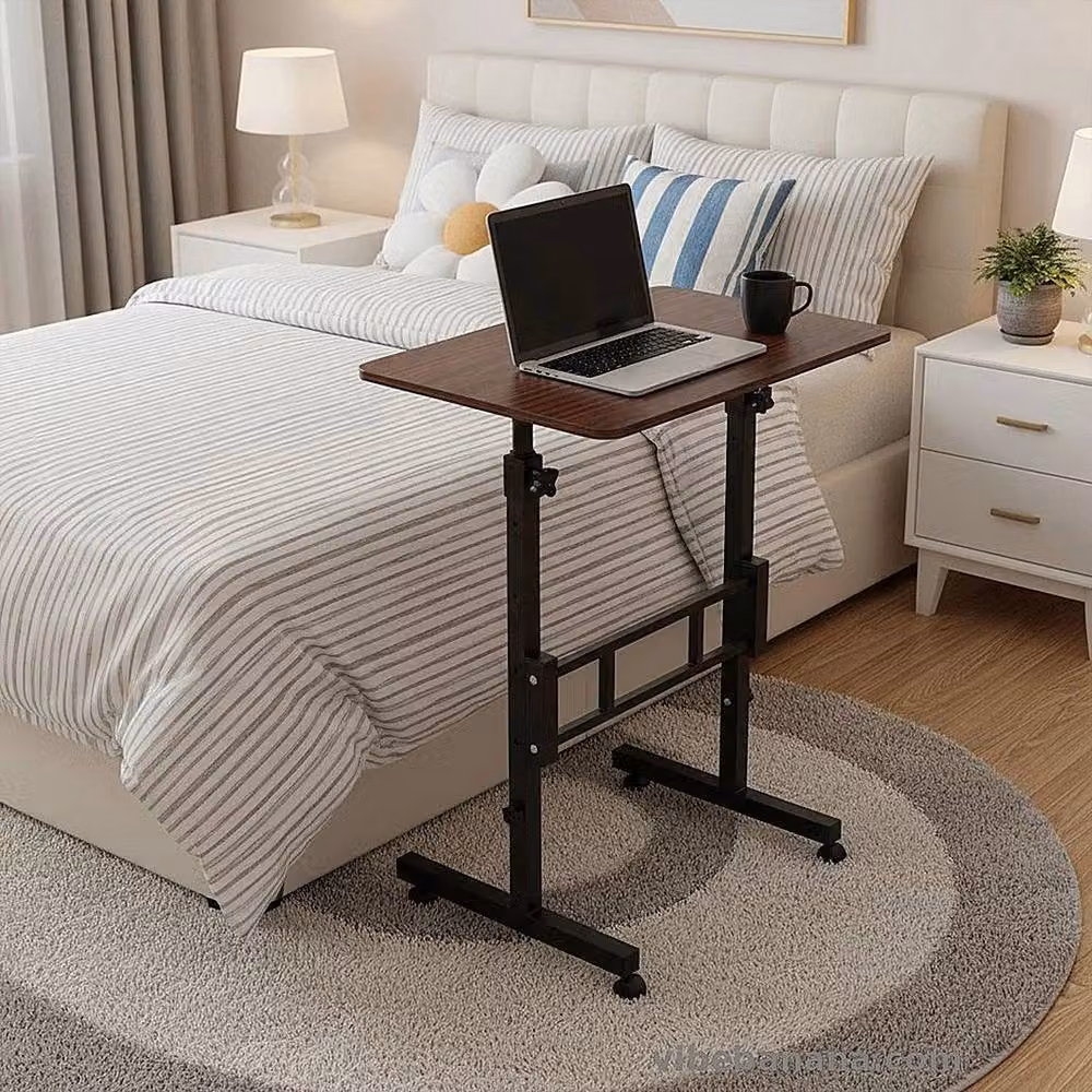 KORVIXA Height-Adjustable Walnut Laptop Desk on Wheels in Brown, W/D/H: 100 x 100 cm – 3