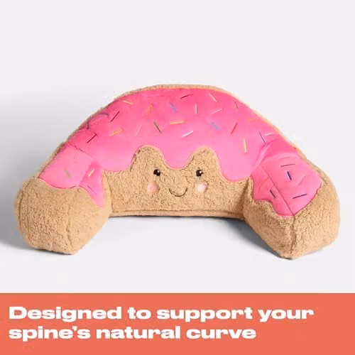 OHS Cuddle Cushion Doughnut Reading Pillow in Brown and Pink Teddy Fleece – 2