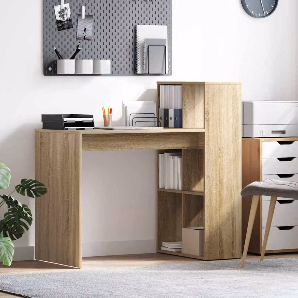 Berkfield Home Sonoma Oak Computer Desk in Light Tan Beige – 2