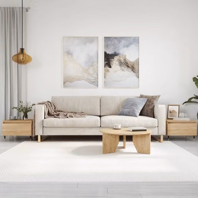 Berkfield Home Set of 2 Sonoma Oak Coffee Tables in Brown, W/D/H: 50 x 46 x 35 cm