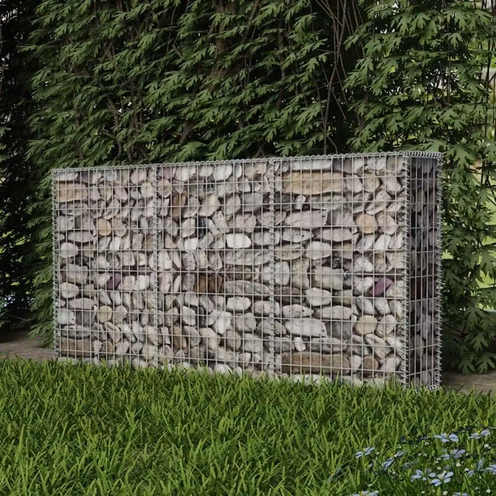 Berkfield Home Galvanised Steel Gabion Basket in Silver, W: 200 cm, D: 30 cm, H: 100 cm – 2