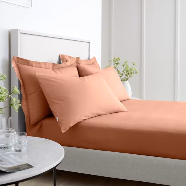 Bianca 200 Thread Count Cotton Percale Extra Deep Fitted Sheet in Clay