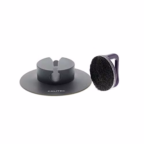 Calitek Non Scratch Scouring Pads with Suction Pad Holder in Black or Grey