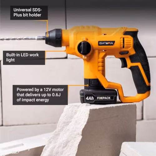 Batavia Fixxpack 12V Cordless SDS+ Hammer Drill (Without Battery and Charger) – 6