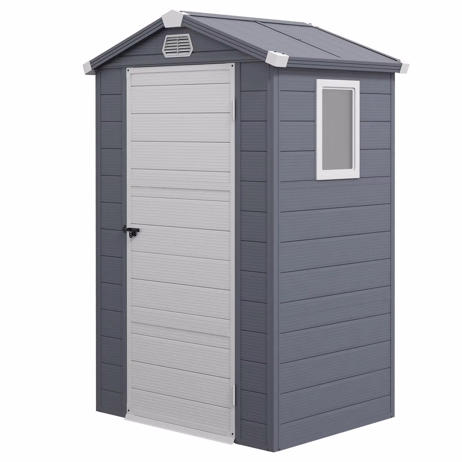 OUTSUNNY Dark Grey Garden Shed Storage with Foundation Kit, Vents and Single Door, W/D/H: 121.92 x 91.44 x 208.0 cm – 2