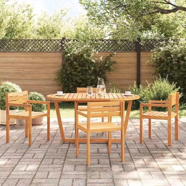 Berkfield Home Garden Oval Acacia Wood Dining Table in Brown, W/D/H: 150 x 90 x 75 cm