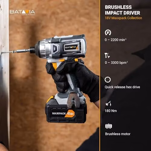 Batavia MAXXPACK 18V Brushless Impact Driver Bare Unit in Grey – 4