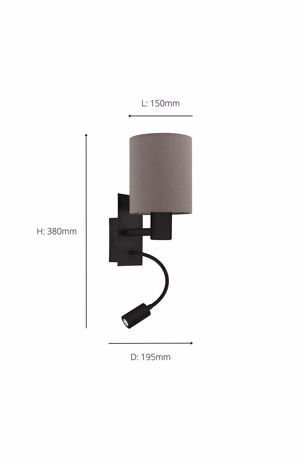 Eglo Pasteri Black and Brown Wall Lamp with Adjustable Reading Light – 3