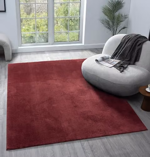 Desire Rugs Red Plain Modern Washable Non-Slip Hallway and Living Room Runner Rug, W: 60 cm, L: 200 cm – 3