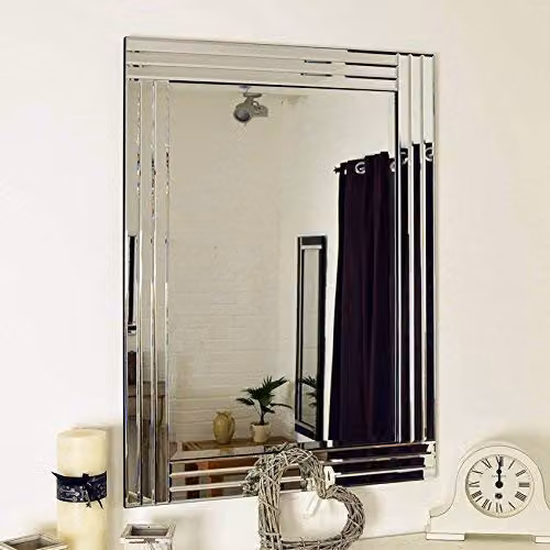 MirrorOutlet Classic Rectangular Glass Wall Mirror in Silver, W: 100 cm, H: 70 cm – 2