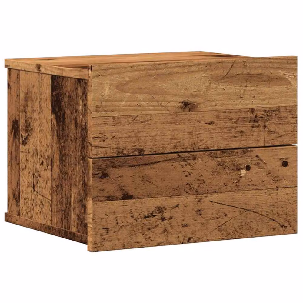 Berkfield Home Set of 2 Wall-mounted Bedside Cabinets in Brown Old Wood, W: 40 cm, D: 32 cm, H: 30 cm – 3