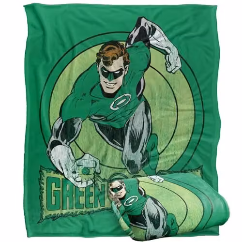 Warner Bros. Green Lantern Power Stance Super Soft Fleece Throw Blanket, Green and Multicolour, W: 127.0 cm x D: 152.4 cm – 1