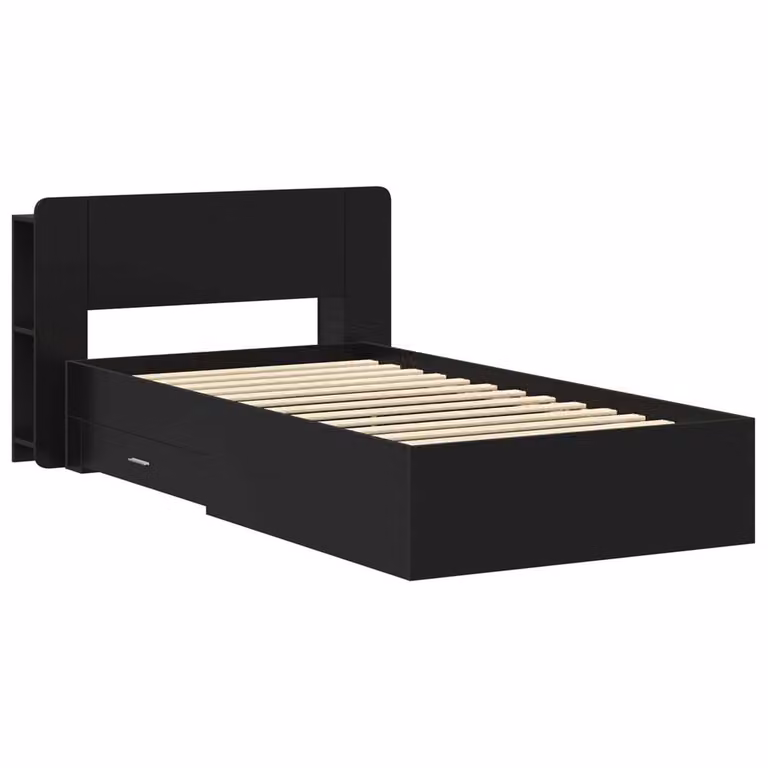 Berkfield Home Modern Bed Frame with Storage Drawers in Black, Engineered Wood, W: 75 cm, D: 190 cm