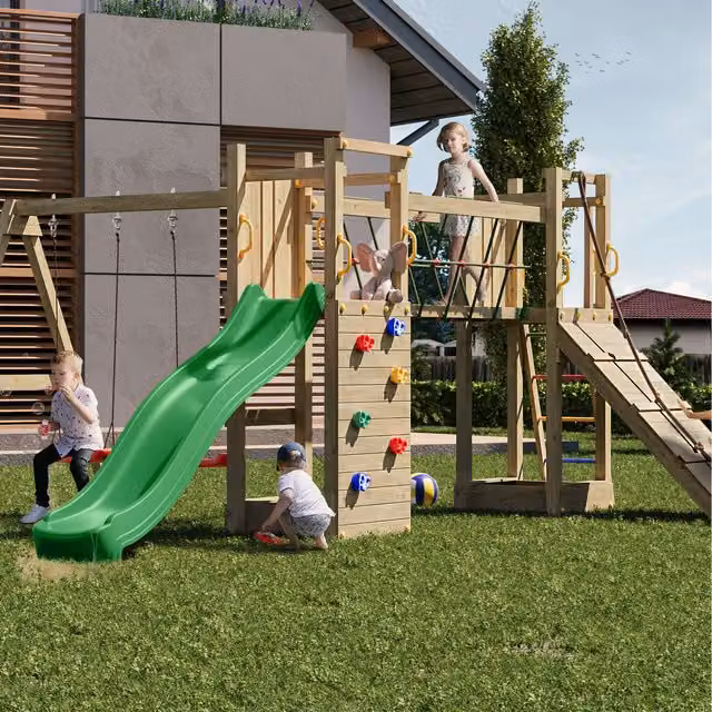 Shire Garden Buildings Maxi Fun Wooden Play Tower with Swing