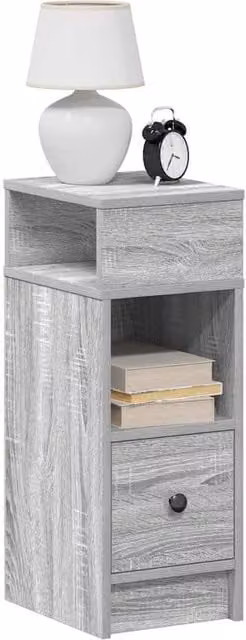 Berkfield Home Set of 2 Grey Sonoma Bedside Cabinets with Drawer, W/D/H: 25 x 31 x 66 cm