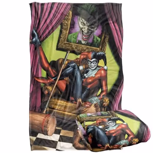 LOGOVISION Batman Harley Quinn Joker Portrait Super Soft Fleece Throw Blanket, Multicolour, W: 91 cm, D: 147 cm