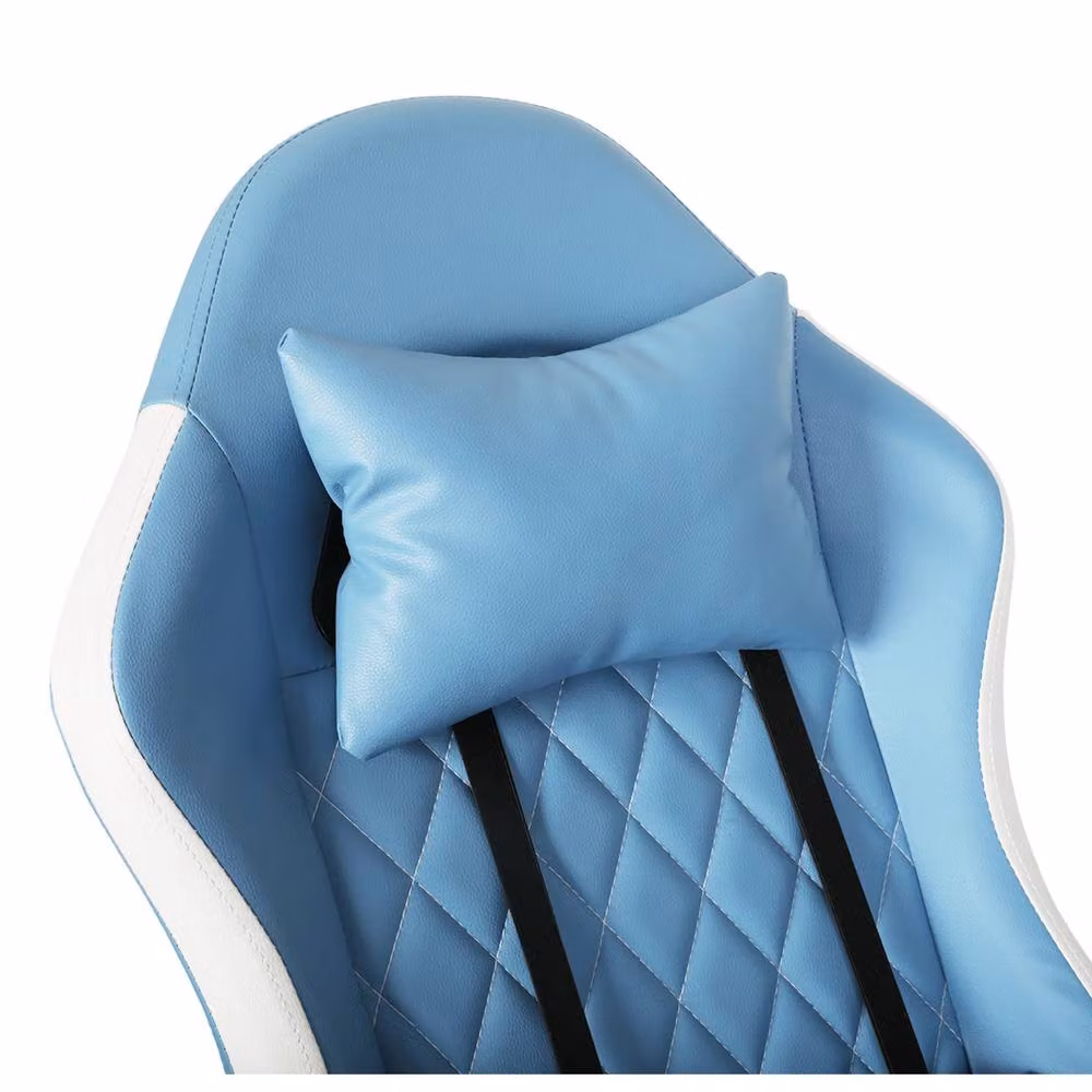 Levede Blue and White Ergonomic Gaming Chair with Headrest, Adjustable Height and Swivel Function – 6