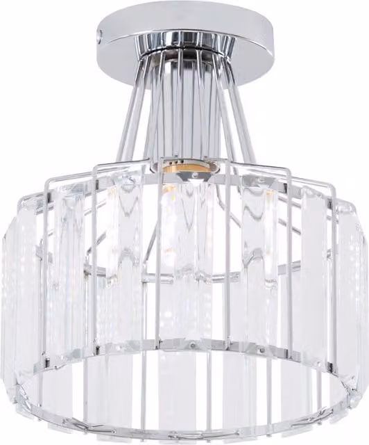 Livingandhome Stylish Crystal Ceiling Light in White and Chrome with E27 Bulb Holder