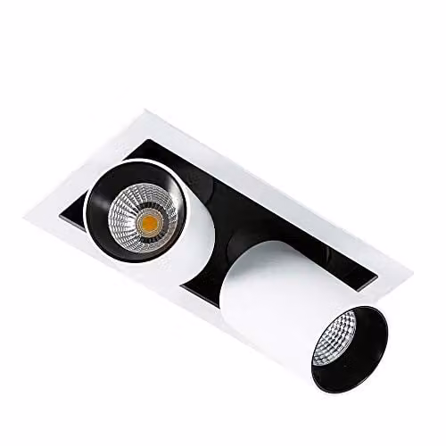 Netlighting Modern Technical LED Recessed Ceiling Light in White and Black, 4000K Cool White, 1640lm