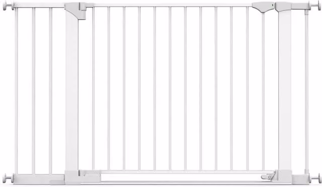 Safetots White Extendable No-Drill Metal Baby Gate for Doors and Stairs