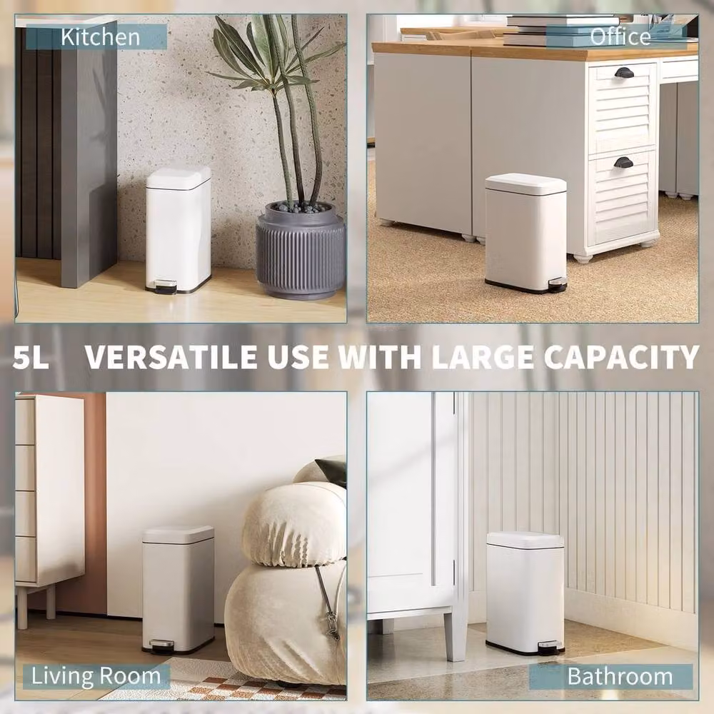 Havendro 5L Steel Pedal Bin in White – 3