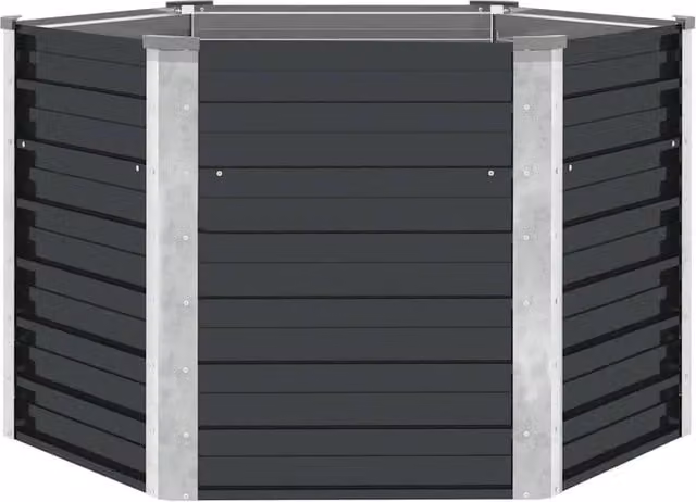 Berkfield Home Garden Anthracite and Black Galvanised Steel Raised Bed, W/D/H: 129 x 129 x 77 cm