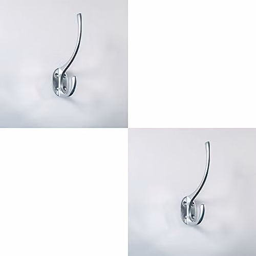 Loops 2 Pack Victorian Hat and Coat Hooks on Oval Backplate in Satin Chrome, 6.4 cm Projection