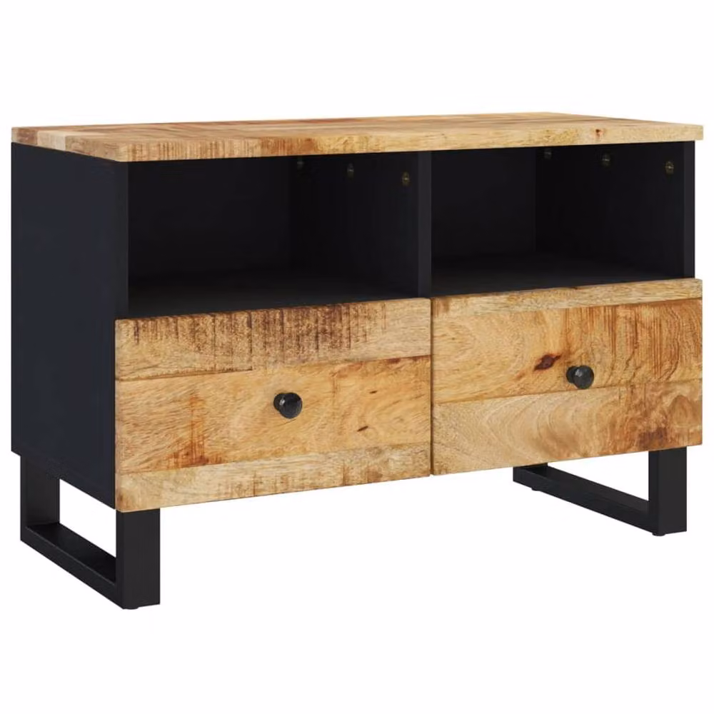 Berkfield Home Solid Mango Wood TV Cabinet in Natural Brown, W/D/H: 70 x 33 x 46 cm – 2