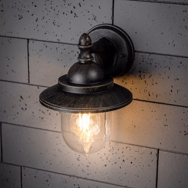 CGC Lighting Ryder Matt Black and Antique Bronze Maritime Fisherman Lantern Wall Light
